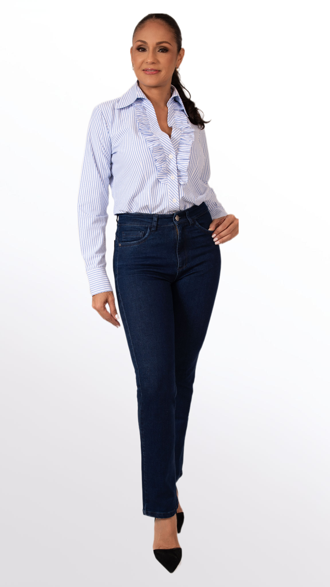 Isabel- Blue Straight Leg Jeans