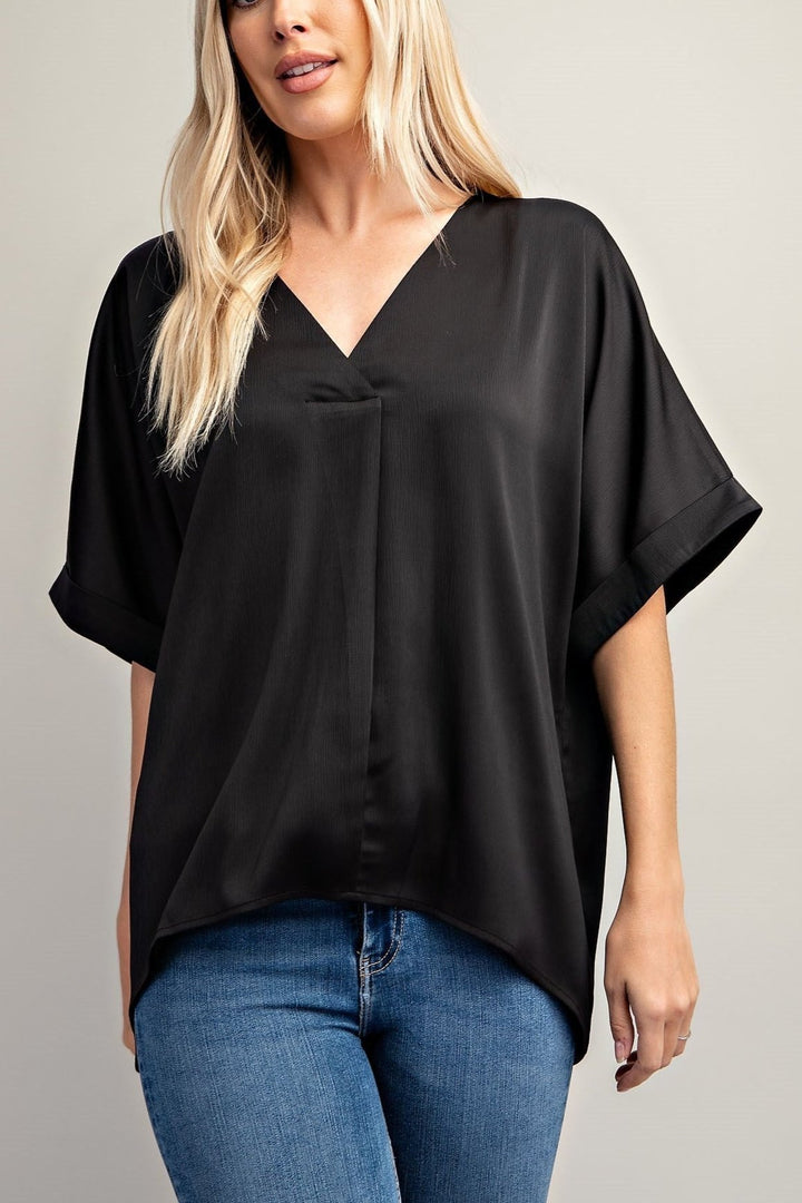 V-Neck High-Low Blouse