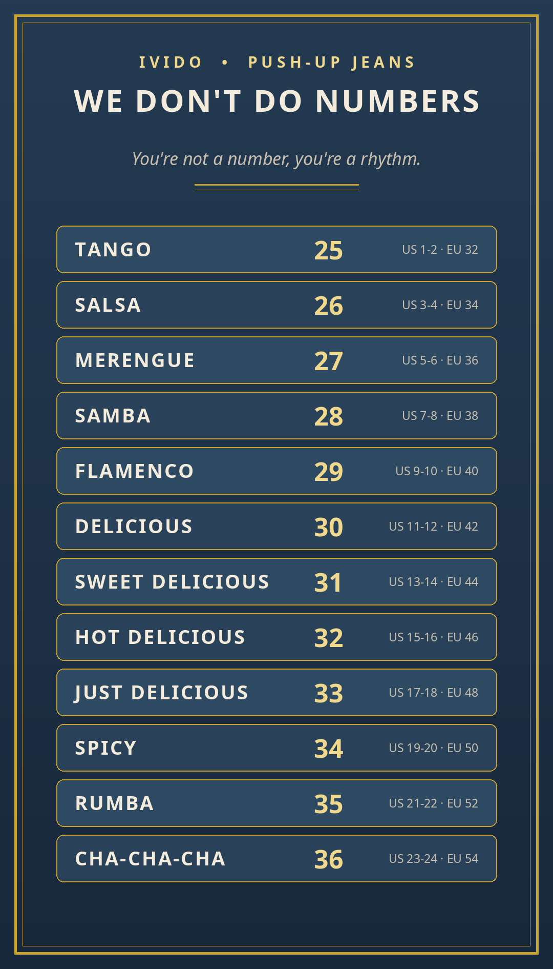 Ivido size chart - We don&